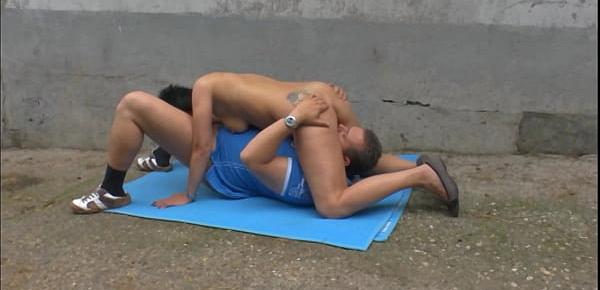 Chubby dude with small dick fucking sexy milf in the barn